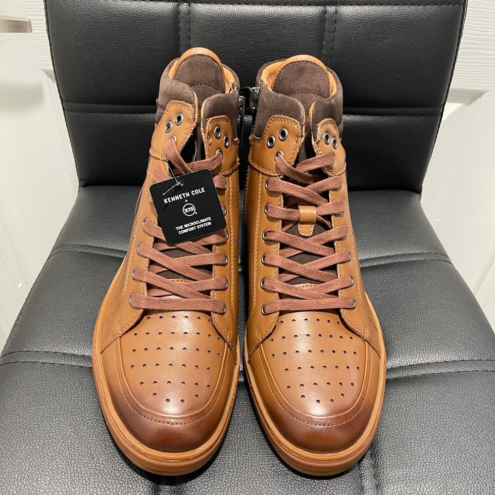 🛑 Awearness Kenneth Cole Men's Barker High Top Sneakers - Cognac - Picture 5 of 7